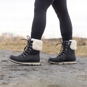 Women's Black and White Winter Boots